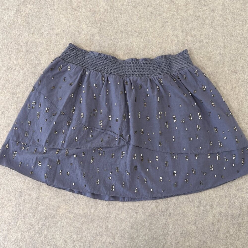 Vintage American Eagle Beaded Mini Skirt Blue Boho Y2K Festival M - Picture 8 of 8